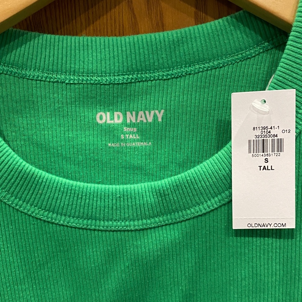 NWT Old Navy Vibrant Green Ribbed Tee size Sm Tall